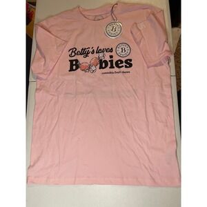 Betty's Eddies Graphic T-Shirt Women's Large Pink NWT Cannabis Candy Tee